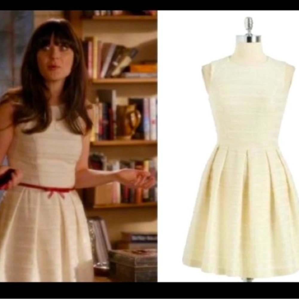 Shoshanna Cream Dress ASO Zooey Deschanel